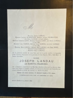 Madame Joseph Landau Ne Babetta Fraenckel *1842 Dombrova Autriche +1896 Anvers Kiel Stettin Silberstein Lewy Samuel Herz - Avvisi Di Necrologio