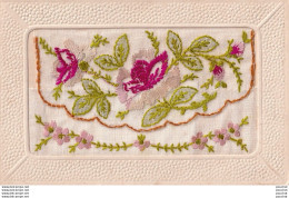 A13- CARTE BRODEE A RABAT - " BONNE ANNEE " - FLEURS  ROSES AVEC MINI CARTE - ( 3 SCANS ) - Embroidered