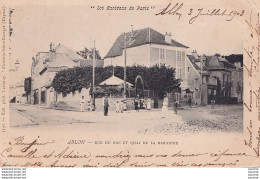 94) ABLON - RUE DU BAC ET QUAI DE LA BARONNIE - LES ENVIRONS DE PARIS - ANIMEE - HABITANTS - EN 1903 - ( 2 SCANS ) - Ablon Sur Seine