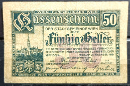 BY246 - Austria 1919 Vienna 50 Heller Kassenschein Emergency Money RARE PIECE - Autriche
