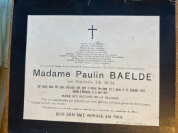 Madame Paulin Baelde Nee Gabrielle De Bom *1855 Anvers +1898 Wiesbaden Kiel Van Den Bemden - Avvisi Di Necrologio