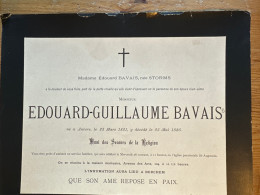 Monsieur Edouard Guillaume Bavais *1821 Anvers +1886 Anvers Berchem Epoux Storms - Avvisi Di Necrologio