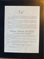 Madame Edouard Janssens Nee Adele Biscops *1836 Anvers +1905 Anvers Deurne Delgoffe Lombaerts De Gerlache De Gomery Wats - Avvisi Di Necrologio
