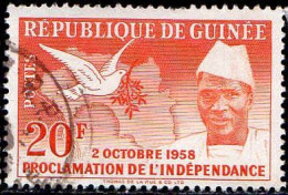Guinée (Rep) Poste Obl Yv:   5 Mi:5 Président Sékou Touré & Colombe (Beau Cachet Rond) - Guinea (1958-...)