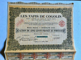 S.A.  Les  TAPIS  De  COGOLIN  ---------   Action  De  500 Frs - Textile