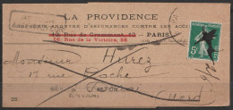 Bande  De Journal "LA PROVIDENCE" Càd PARIS Pour DOUAI - Griffe "LIEU DE DESTINATION ENVAHI" + [RETOUR A L'ENVOYEUR] Aff - WW I