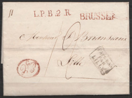 L. Datée 1820 De BRUXELLES Pour LILLE - Griffe "L.P.B.2.R" + "BRUSSEL" (même Encre) + [PAYS-BAS /PAR/ LILLE] Port 2 - 1815-1830 (Dutch Period)
