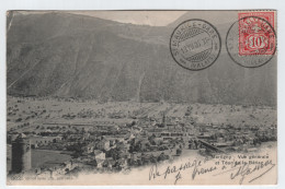 HELVETIA SUISSE 10C AU RECTO CARTE MARTIGNY VALAIS + OBL ST MAURICE GARE 19.VII .05 - Briefe U. Dokumente