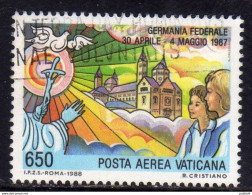 CITTA DEL VATICANO VATIKAN VATICAN CITY 1988 POSTA AEREA VIAGGI DEL PAPA GIOVANNI PAOLO II POPE GERMANY LIRE 650 USATO - Luftpost