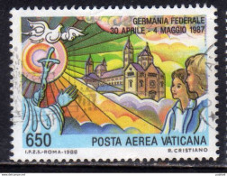 CITTA DEL VATICANO VATIKAN VATICAN CITY 1988 POSTA AEREA VIAGGI DEL PAPA GIOVANNI PAOLO II POPE GERMANY LIRE 650 USATO - Luftpost