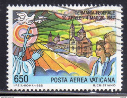 CITTA DEL VATICANO VATIKAN VATICAN CITY 1988 POSTA AEREA VIAGGI DEL PAPA GIOVANNI PAOLO II POPE GERMANY LIRE 650 USATO - Luftpost