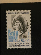 1706 0.50 + 0.10 Fr. Bleu-noir Noir Et Bleu 1972 NEUF MNH** Paul De Chomedey Sieur De Maisonneuve - Ongebruikt