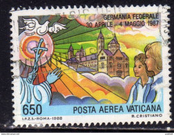 CITTA DEL VATICANO VATIKAN VATICAN CITY 1988 POSTA AEREA VIAGGI DEL PAPA GIOVANNI PAOLO II POPE GERMANY LIRE 650 USATO - Luftpost