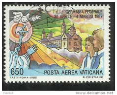 CITTA DEL VATICANO VATIKAN VATICAN CITY 1988 POSTA AEREA VIAGGI DEL PAPA GIOVANNI PAOLO II POPE GERMANY LIRE 650 USATO - Luftpost