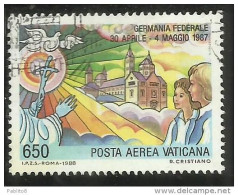 CITTA DEL VATICANO VATIKAN VATICAN CITY 1988 POSTA AEREA VIAGGI DEL PAPA GIOVANNI PAOLO II POPE GERMANY LIRE 650 USATO - Luftpost