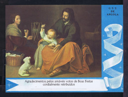 Sp10820B ANGOLA Telegramme BF3 Paintings Christmas Noel Family Dogs Chiens Birds Enfance Portugal - Kerstmis