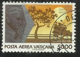 CITTÀ DEL VATICANO VATICAN VATIKAN CITY1990 POSTA AEREA VIAGGI DEL PAPA GIOVANNI PAOLO II POPE'S TRAVELS LIRE 5000 USATO - Luftpost