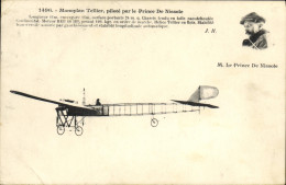 CPA Avion Aviation Monoplan Tellier Pilote Par Le Prince De Nissole - ....-1914: Vorläufer