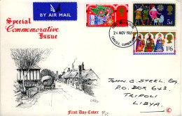 GB 1969 Christmas On Illustrated  First Day Cover FDC From Carlisle Cumberland To Libya SG 812-4 - 1952-1971 Pre-Decimal Issues
