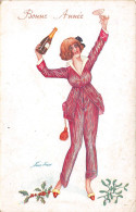 Illustrateur Xavier SAGER - Femme - Champagne - Bonne Année - Souhaits (pyjama) - Sager, Xavier