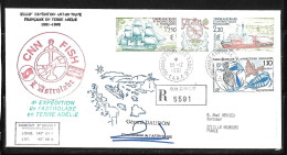 55-Y&T PO 148 Et PA113A " L'ASTROLABE " Sur Pli Recommandé Du 18.12.1991 Terre Adélie. Cachets De L' Astrolabe Signé. - Briefe U. Dokumente