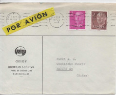 BARCELONA A SUIZA AEREA SELLOS BASICA  RODILLO 1960 - Briefe U. Dokumente