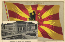 Carte Gaufrée GENF GENEVE  Genève Le Musée D'art Et D'histoire +Drapeau  RV - Genève
