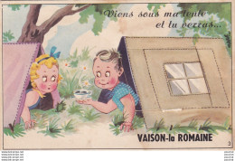 A6-84) VAISON LA ROMAINE - VIENS SOUS MA TENTE ET VERRAS... - CARTE A SYSTEME 10 PETITES VUES - 3 SCANS - Vaison La Romaine