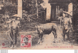 TONKIN - ENVIRONS D ' HANOI - LE RETOUR DES CHAMPS - PAYSANS - BUFFLE - AGRICULTURE - Vietnam