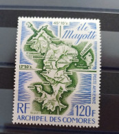 COMORES - POSTE AERIENNE N° 61 NEUF** SANS CHARNIERE - COTE : 12€ - 1974 - CARTE ILE MAYOTTE - Posta Aerea