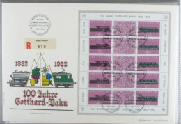 Switzerland 1982, Special Sonderstempel Recommanded FDC Gotthard Bahn, Kleinbogen Mi. 1214-1215, Differ. Stempel - FDC