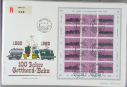 Switzerland 1982, Special Sonderstempel Recommanded FDC Gotthard Bahn, Kleinbogen Mi. 1214-1215, Differ. Stempel - FDC