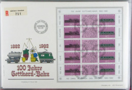 Switzerland 1982, Special Sonderstempel Recommanded FDC Gotthard Bahn, Kleinbogen Mi. 1214-1215, Differ. Stempel - FDC