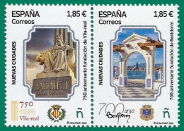 España. Spain. 2025. Nuevas Ciudades. 750 Aniversario Fundación De Vila-real. 700 Aniversario Fundación De Benidorm - Nuovi