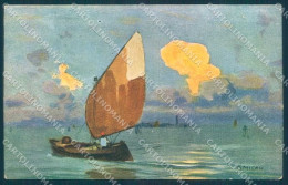 Artist Signed Miceu Trieste Boat Fisherman Milan Mandich Postcard TW2227 - Sonstige & Ohne Zuordnung