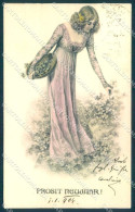 Greetings Fashion Lady New Year Four Leaf Clover TSN 339-8 Postcard TW2232 - Sonstige & Ohne Zuordnung