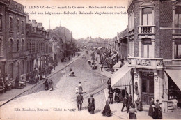 62 - Pas De Calais - LENS - Avant La Guerre - Boulevard Des Ecoles - Marché Aux Légumes - Lens