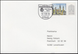 1772 Gera - Stadtansicht, EF FDC-Karte ESSt Gera Markenübergabe & Wappen 12.1.95 - Other & Unclassified