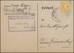 AM-Post 6 Pf. EF Postkarte WESSELING 4.2.46 An Das Amtsgericht In Gummersbach - Polizei - Gendarmerie