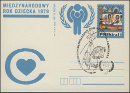 Polen: Sonder-Postkarte Herz & IYC-Logo Kinderzeichnung SSt Chodzież 20.5.1979 - Andere & Zonder Classificatie