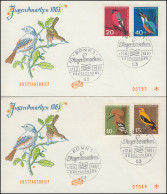 401-404 Jugend Einheimische Vögel 1963: Satz Auf 2 FIDACOS-FDC ESSt BONN 12.6.63 - Autres & Non Classés