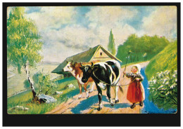 Künstler-AK Mädchen Als Hüterin Der Kühe, Ungebraucht, Um 1910 - Sonstige & Ohne Zuordnung