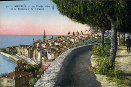 CPA Menton La Vieille Ville Et Le Boulevard De Garavan - Menton