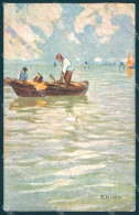 Artist Signed Miceu Trieste Boat Fisherman Milan Mandich Postcard TW2228 - Sonstige & Ohne Zuordnung