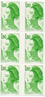 BLOC DE 6 LIBERTE  N° 2375 C  DECALAGE PHOSPHORE HORIZONTAL DANS LA GRAVURE - Unclassified