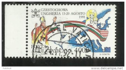 CITTÀ DEL VATICANO VATICAN VATIKAN CITY1992 POSTA AEREA AIR MAIL VIAGGI DEL PAPA GIOVANNI PAOLO II TRAVELS LIRE4000USATO - Luftpost