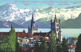 LAUSANNE - La Cathédrale Et Les Alpes Vaudoises Vues Au Télescope  (2 Scans) - Lausanne