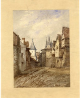 INTERIEUR DE VILLAGE A LOCALISER  -  AQUARELLE SIGNEE BOURQUIN OU BOUSQUIN - Acquarelli