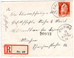 Bayern 1914, 30 Pf Luitpold Auf Einschreiben Brief V. Halfing M. Blanko R-Zettel - Brieven En Documenten