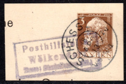 Bayern 1913, Posthilfstelle WÖLKENDORF Taxe Stadelhofen Auf Ganzsachenteil - Brieven En Documenten